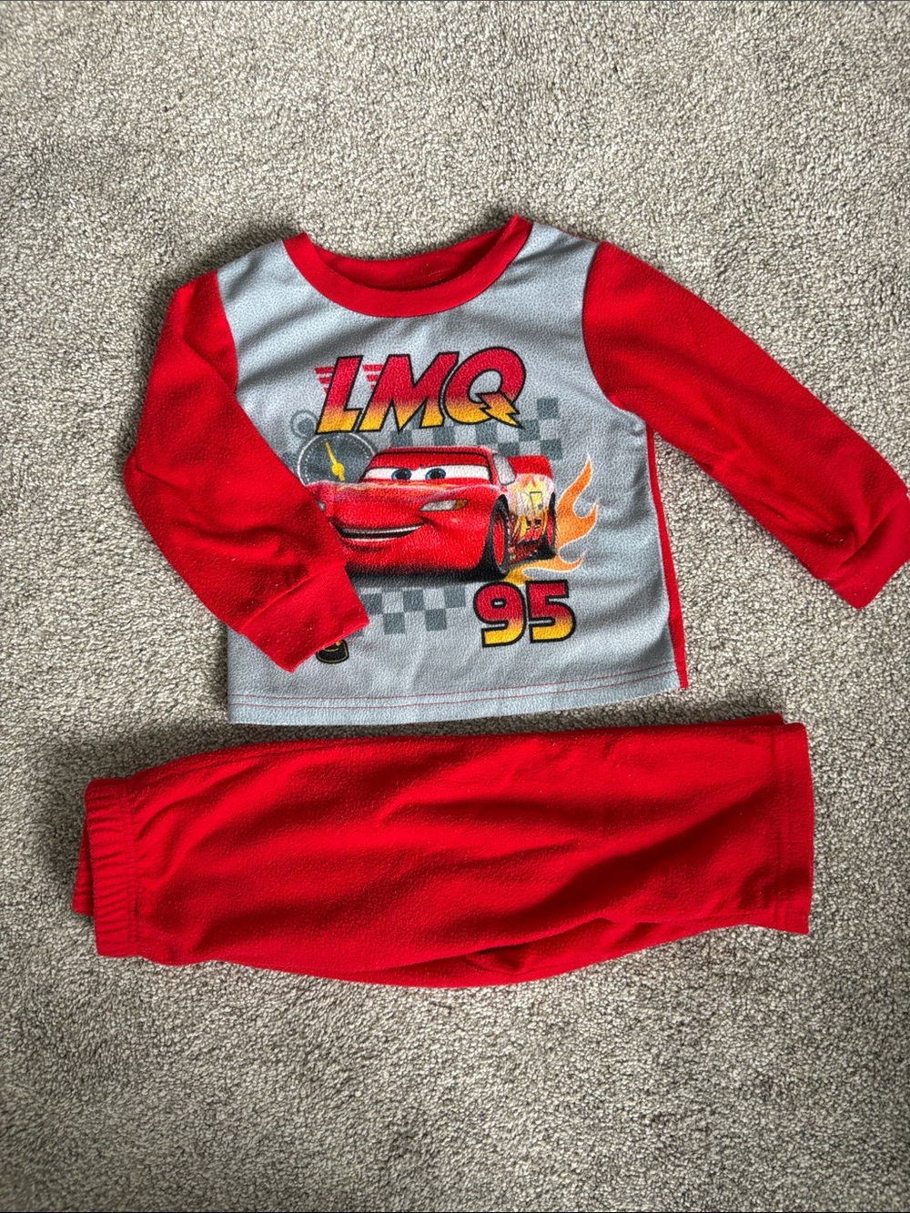 Lightning McQueen Red Kids Pajama Set - Cars 95 Graphic